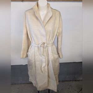 Vintage Coat I. Magnin 1970's Wool Cream Belted  Size M